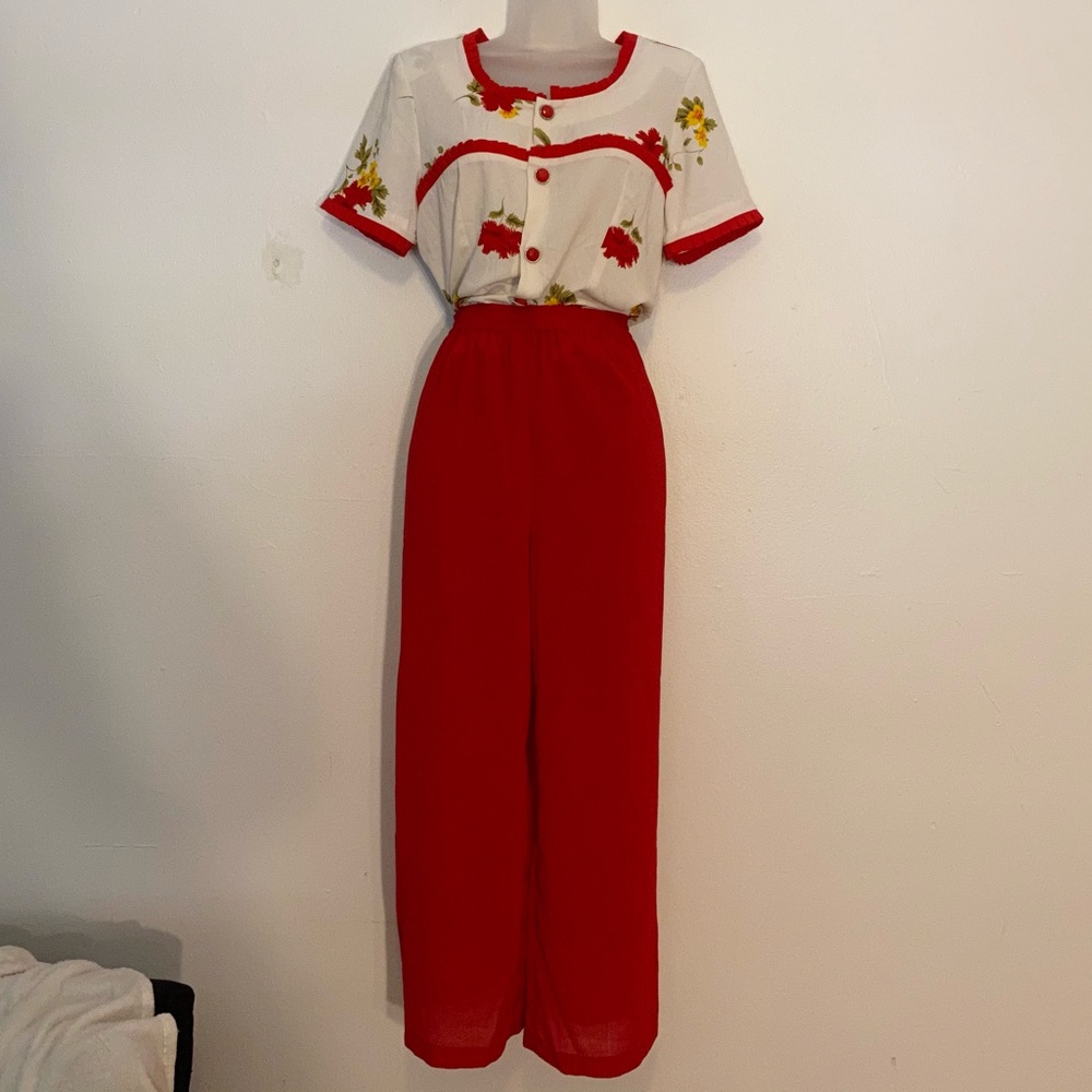 Vintage 80’s handmade 2 piece blouse and pants set